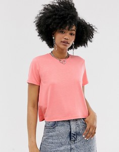 Коралловая укороченная футболка Noisy May - Розовый