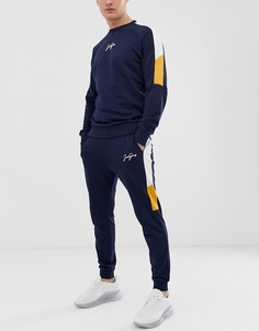 Спортивные штаны со вставками Jack & Jones Originals - Темно-синий