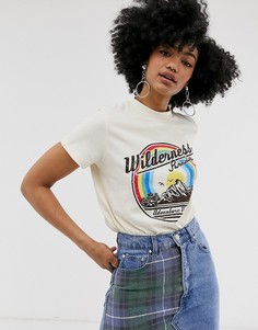 Футболка с надписью Wilderness и логотипом Noisy May - Белый