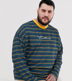 Oversize-футболка из пике в полоску с длинными рукавами ASOS DESIGN Plus - Мульти