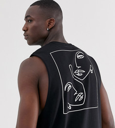 Свободная футболка без рукавов с принтом ASOS DESIGN Tall - Черный