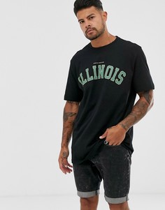 Черная свободная футболка из органического хлопка с принтом ASOS DESIGN - Черный