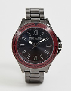 Мужские часы-браслет с красным безелем Steve Madden - Черный