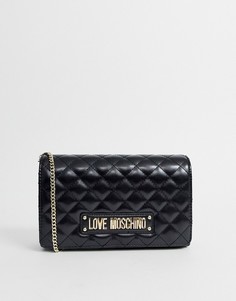 Стеганая сумка через плечо с логотипом Love Moschino - Черный