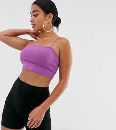 Фиолетовый укороченный топ-бандо на тонких бретельках ASOS DESIGN Petite - Фиолетовый