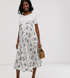 Юбка миди с цветочным принтом и волнистым подолом ASOS DESIGN Maternity - Мульти