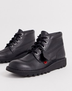 Черные кожаные высокие ботинки Kickers - Черный