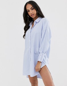 Платье-рубашка в стиле oversize в голубую полоску Missguided - Синий