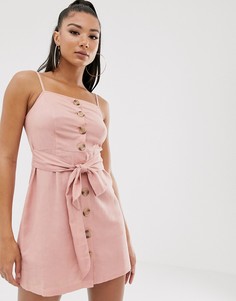 Розовое пляжное платье с поясом River Island - Розовый