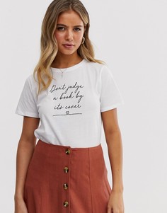 Белая футболка с надписью dont judge a book New Look - Белый