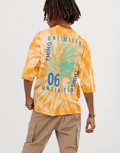 Oversize-футболка с эффектом тай-дай и большим принтом на спине ASOS DESIGN - Оранжевый