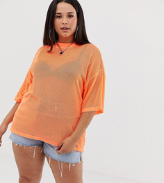 Сетчатая oversize-футболка ярко-оранжевого цвета ASOS DESIGN Curve - Оранжевый