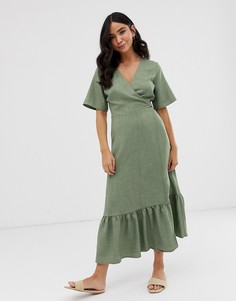 Зеленое платье с запахом New Look - Зеленый