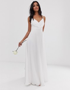 Платье макси на бретельках со сборками и поясом ASOS DESIGN Bridesmaid - Белый