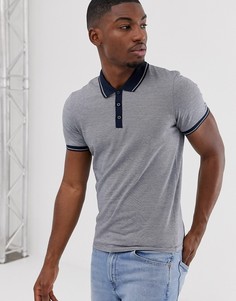 Поло из пике с контрастным воротником Selected Homme - Темно-синий