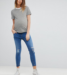 Укороченные джинсы с ниской посадкой под животом New Look Maternity - Синий