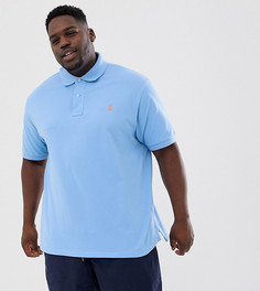 Голубое поло из пике с логотипом Polo Ralph Lauren Big & Tall - Синий