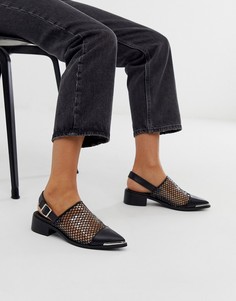 Черные туфли на плоской подошве с ремешком через пятку ASOS DESIGN Maze - Черный