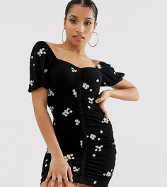 Сарафан мини с цветочной вышивкой ASOS DESIGN Petite - Черный
