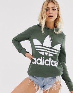 Худи зеленого цвета с логотипом-трилистником adidas Originals - Зеленый