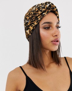 Шапка с узлом спереди и леопардовым принтом ASOS DESIGN - Мульти