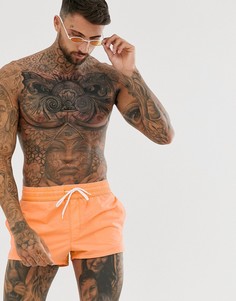 Оранжевые короткие шорты для плавания с эффектом кислотной стирки ASOS DESIGN - Оранжевый