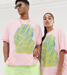 Розовая футболка с принтом COLLUSION Unisex - Зеленый