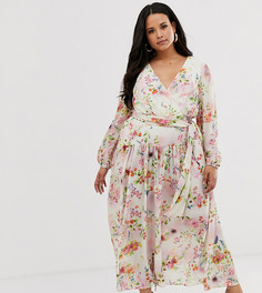 Шифоновое платье макси с цветочным принтом тай-дай True Violet Plus - Мульти
