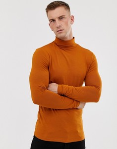 Коричневая обтягивающая водолазка из органического хлопка ASOS DESIGN - Коричневый