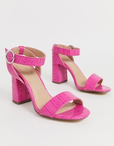 Розовые босоножки на каблуке с эффектом крокодиловой кожи New Look - Розовый