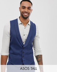 Синий приталенный саржевый жилет ASOS DESIGN Tall wedding - Синий