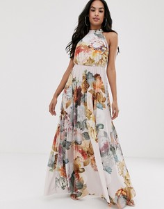 Плиссированное платье макси с цветочным принтом ASOS DESIGN - Мульти