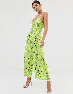 Зеленый комбинезон на бретельках со сборкой ASOS DESIGN - Мульти