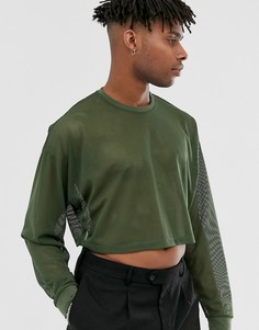 Сетчатый oversize-лонгслив цвета хаки ASOS DESIGN - Зеленый