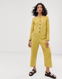 Комбинезон на пуговицах с длинными рукавами ASOS DESIGN - Зеленый