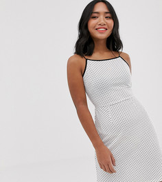 Платье мини в горошек на тонких бретельках с вышитой пальмой Glamorous Petite - Кремовый