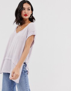 Футболка с V-образным вырезом Free People - Фиолетовый