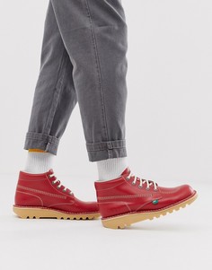 Красные кожаные высокие ботинки Kickers - Красный
