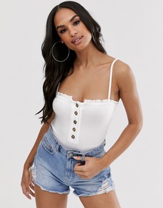 Белое боди на пуговицах с бретельками Missguided - Белый