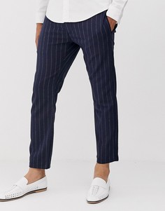 Темно-синие строгие джоггеры в полоску Topman - Темно-синий