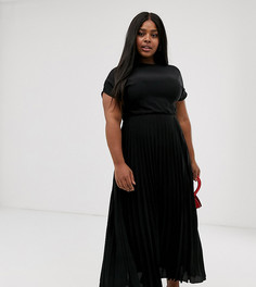 Черное платье макси с плиссировкой New Look Curve - Черный