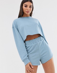 Синий укороченный свитшот от комплекта Missguided - Синий