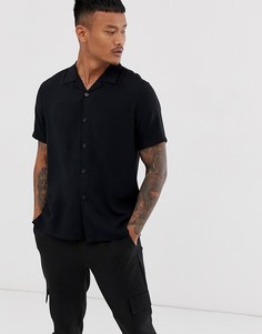 Черная рубашка с отложным воротником Topman - Черный