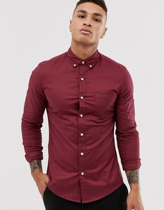 Бордовая оксфордская рубашка Topman - Красный