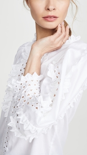 Rebecca Taylor Long Sleeve Petal Embroidered Top