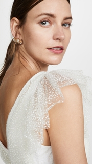 Marchesa Notte Flutter Sleeve Cocktail Dress