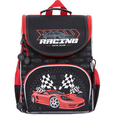 Рюкзак школьный с мешком Grizzly, черный - красный