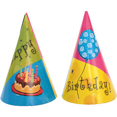 Набор колпаков Action! "С Днем Рождения!", 6 шт, 15 см