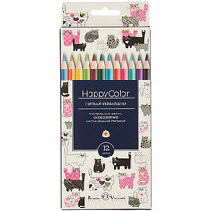 Карандаши цветные HappyColor, 12 цветов, Bruno Visconti