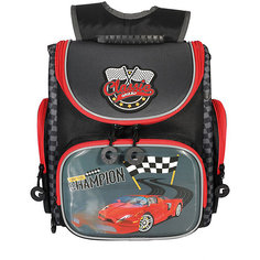 Рюкзак школьный Grizzly, красный - темно-серый